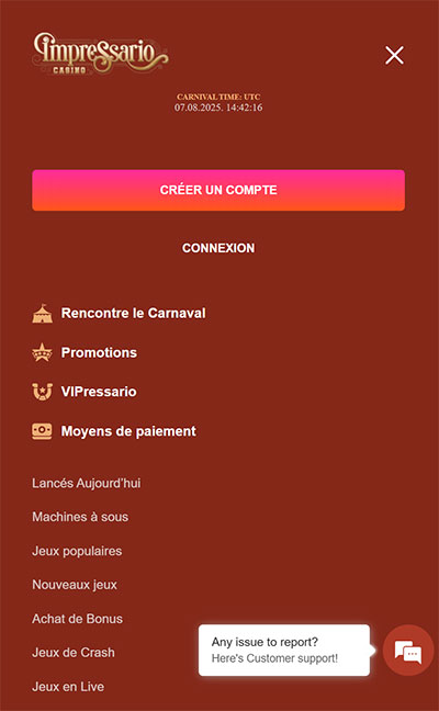 Impressario Casino mobile